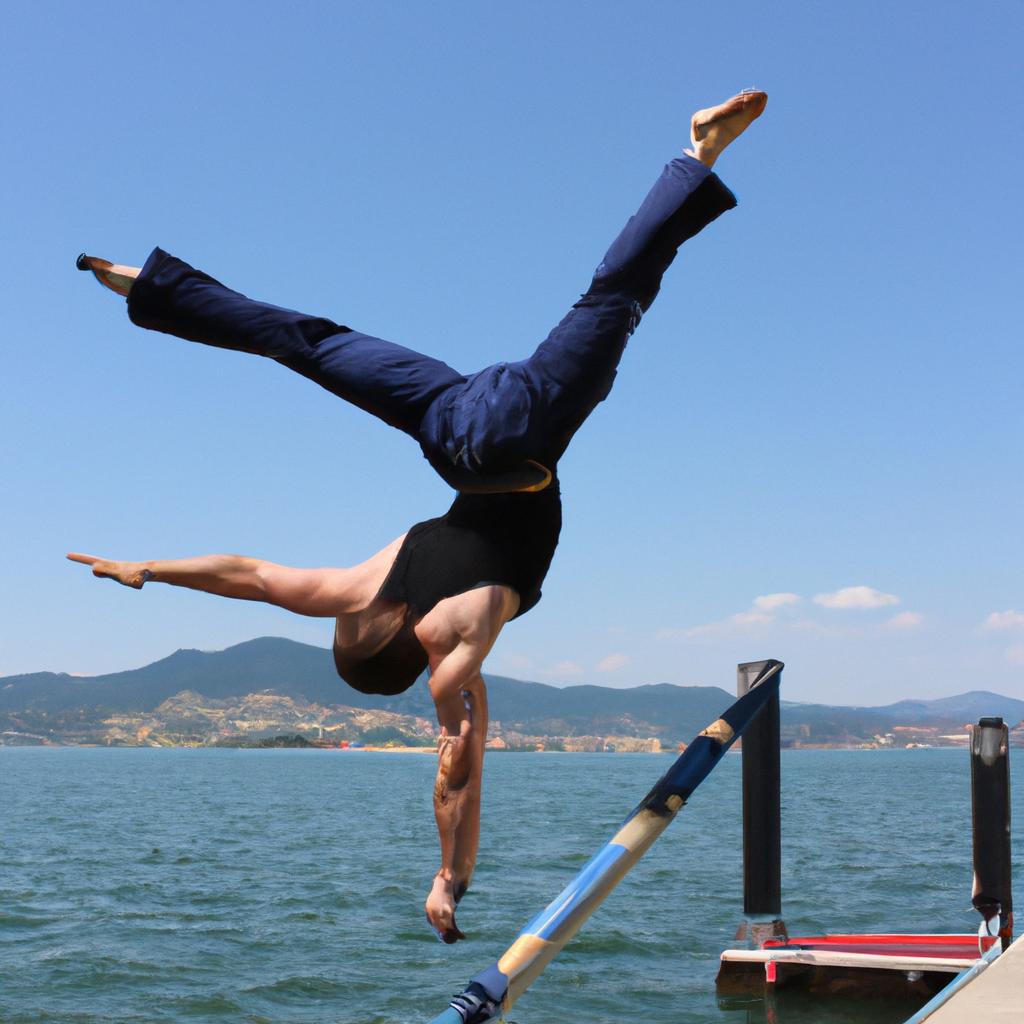Acrobat performing impressive acrobatics