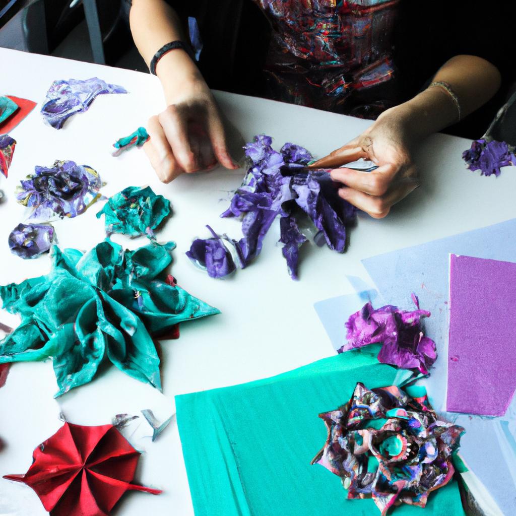 Origami artist creating intricate designs