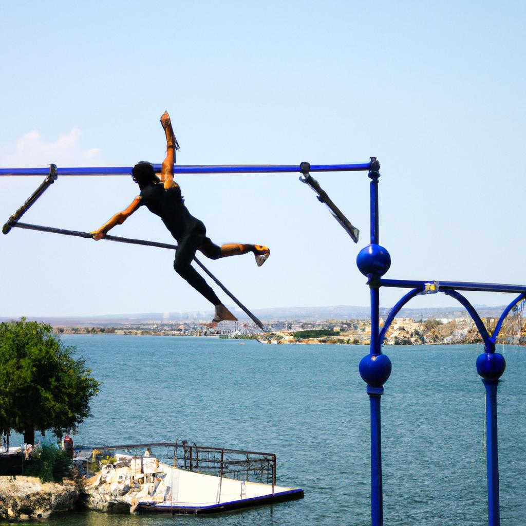 Acrobat performing daring stunts
