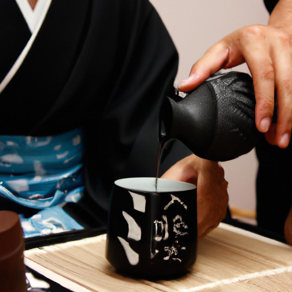 Person performing Japanese tea ceremony