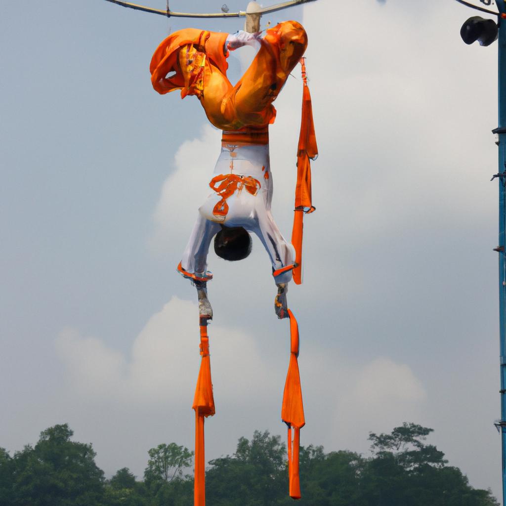 Chinese acrobat performing in costume