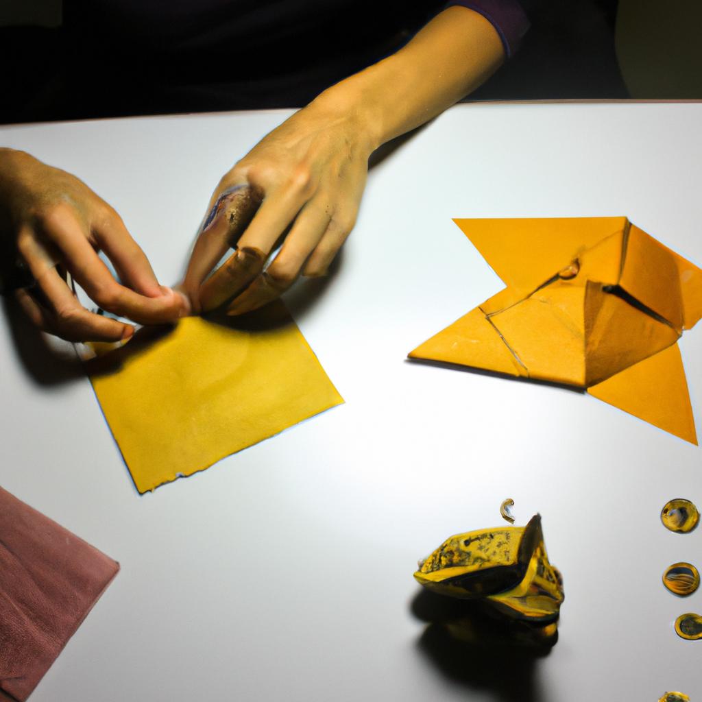 Person folding origami, Asian influence