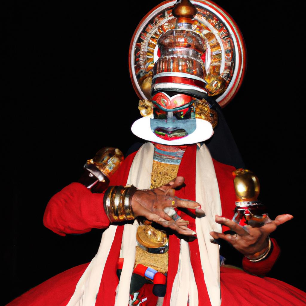 Person performing Kathakali dance