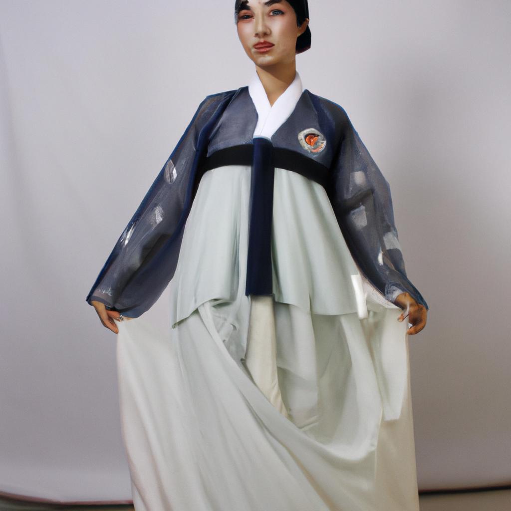 Person wearing modern Hanbok fashion