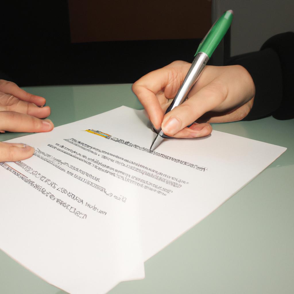 Person signing financial agreement document