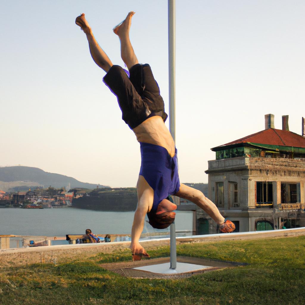 Person performing acrobatic stunts