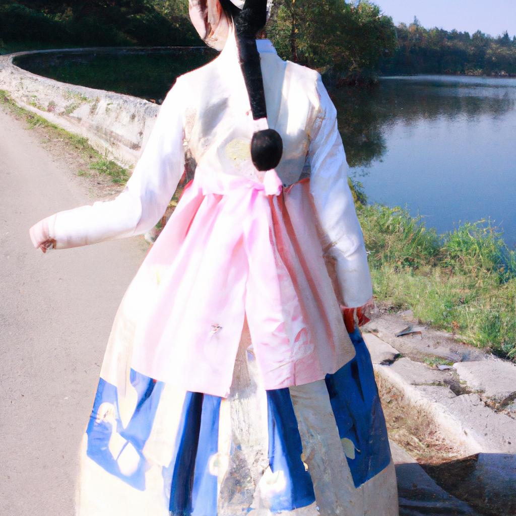 Person wearing traditional Hanbok attire